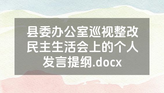 县委办公室巡视整改民主生活会上的个人发言提纲.docx