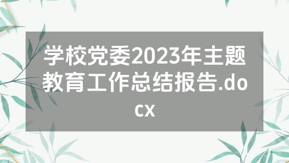 学校党委2023年主题教育工作总结报告.docx