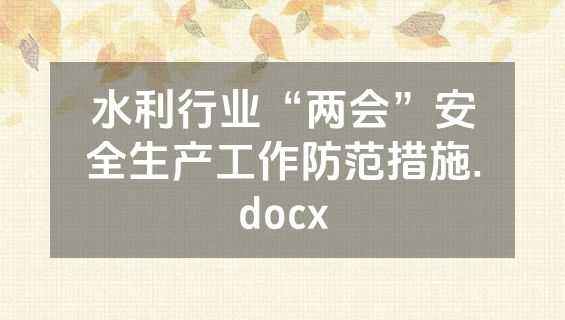 水利行业“两会”安全生产工作防范措施.docx
