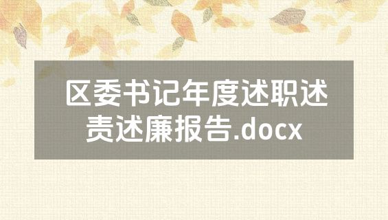 区委书记年度述职述责述廉报告.docx
