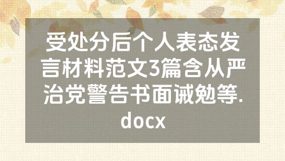 受处分后个人表态发言材料范文3篇含从严治党警告书面诫勉等.docx