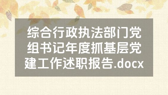 综合行政执法部门党组书记年度抓基层党建工作述职报告.docx
