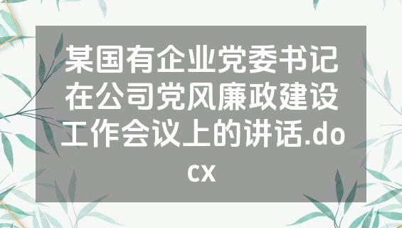 某国有企业党委书记在公司党风廉政建设工作会议上的讲话.docx