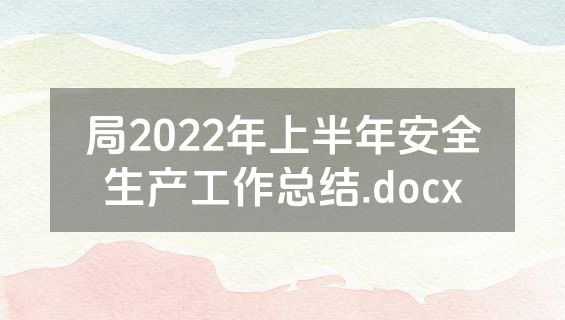 局2022年上半年安全生产工作总结.docx
