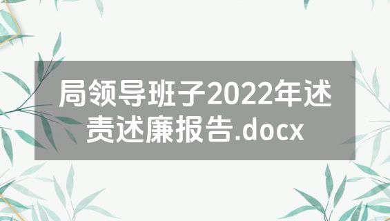 局领导班子2022年述责述廉报告.docx