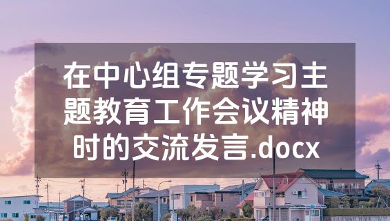 在中心组专题学习主题教育工作会议精神时的交流发言.docx