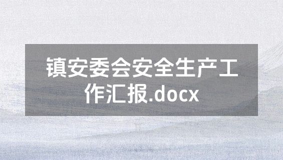 镇安委会安全生产工作汇报.docx