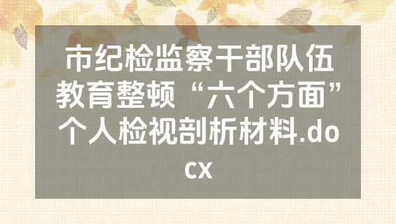 市纪检监察干部队伍教育整顿“六个方面”个人检视剖析材料.docx