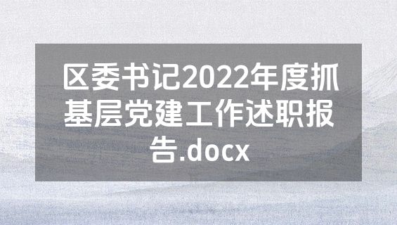 区委书记2022年度抓基层党建工作述职报告.docx