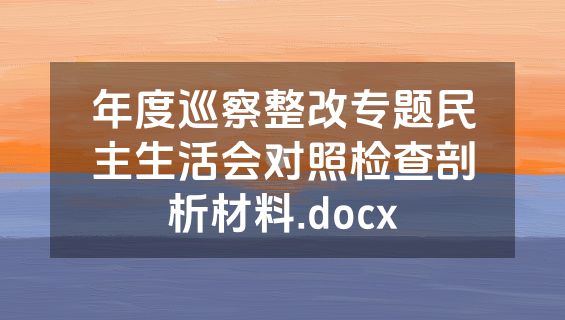 年度巡察整改专题民主生活会对照检查剖析材料.docx