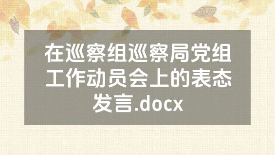 在巡察组巡察局党组工作动员会上的表态发言.docx