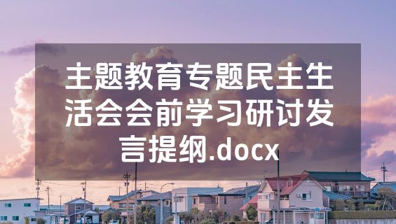 主题教育专题民主生活会会前学习研讨发言提纲.docx