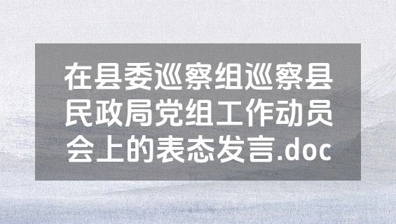 在县委巡察组巡察县民政局党组工作动员会上的表态发言.doc