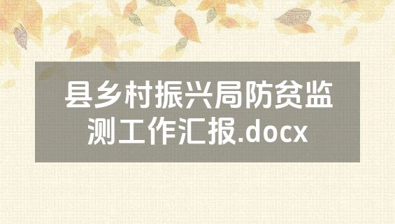 县乡村振兴局防贫监测工作汇报.docx