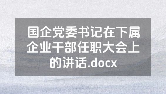 国企党委书记在下属企业干部任职大会上的讲话.docx
