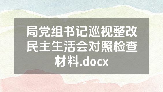 局党组书记巡视整改民主生活会对照检查材料.docx