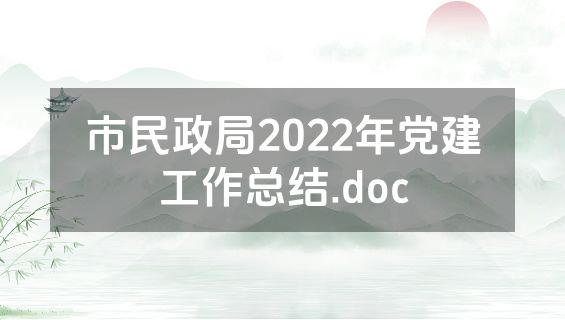 市民政局2022年党建工作总结.doc