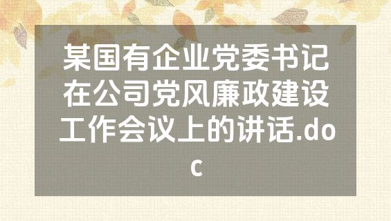 某国有企业党委书记在公司党风廉政建设工作会议上的讲话.doc