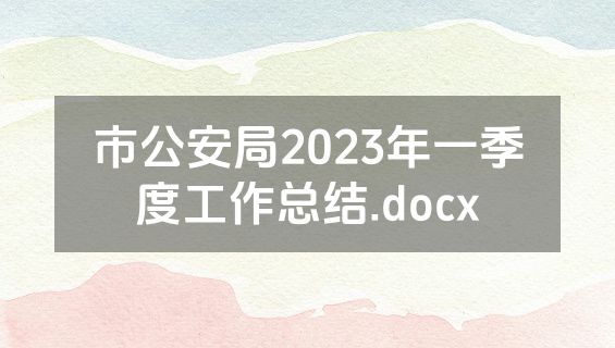 市公安局2023年一季度工作总结.docx