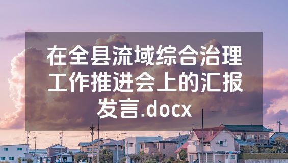 在全县流域综合治理工作推进会上的汇报发言.docx