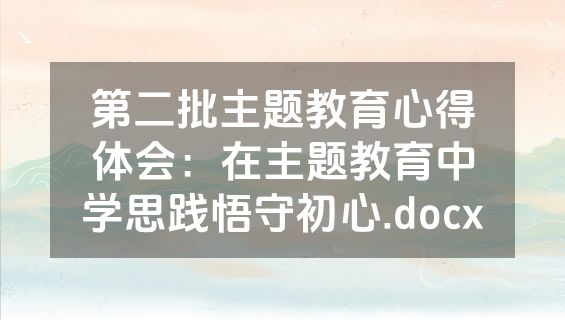 第二批主题教育心得体会：在主题教育中学思践悟守初心.docx