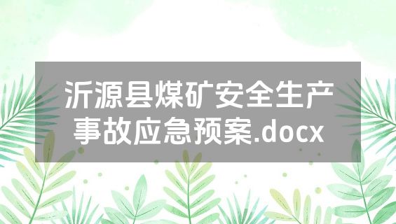 沂源县煤矿安全生产事故应急预案.docx