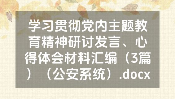 学习贯彻党内主题教育精神研讨发言、心得体会材料汇编（3篇）（公安系统）.docx