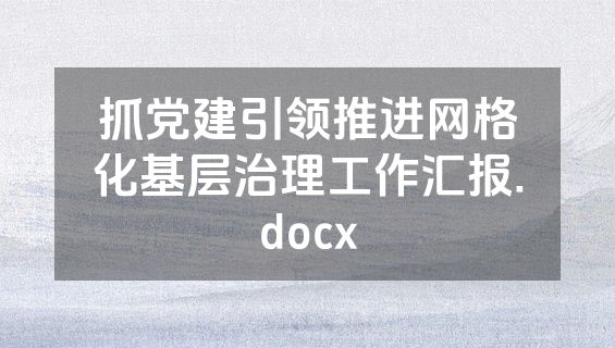 抓党建引领推进网格化基层治理工作汇报.docx