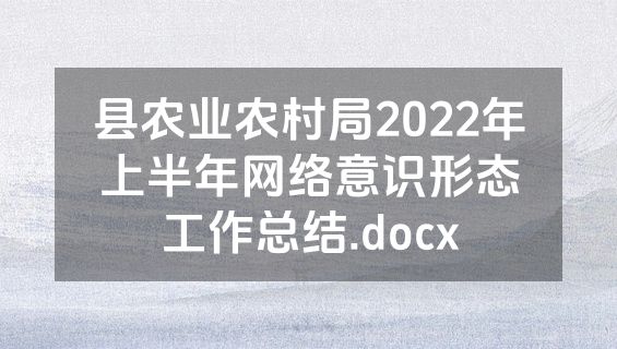 县农业农村局2022年上半年网络意识形态工作总结.docx