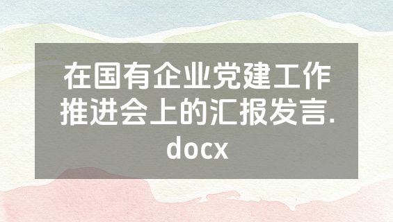 在国有企业党建工作推进会上的汇报发言.docx