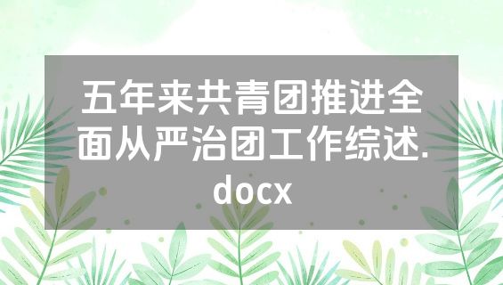 五年来共青团推进全面从严治团工作综述.docx