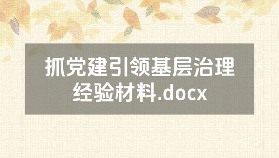 抓党建引领基层治理经验材料.docx