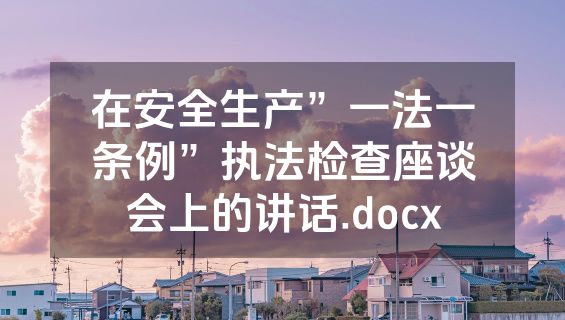 在安全生产”一法一条例”执法检查座谈会上的讲话.docx