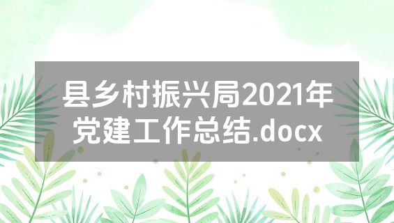 县乡村振兴局2021年党建工作总结.docx