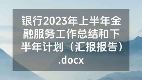 银行2023年上半年金融服务工作总结和下半年计划（汇报报告）.docx