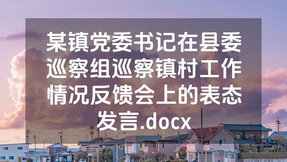 某镇党委书记在县委巡察组巡察镇村工作情况反馈会上的表态发言.docx