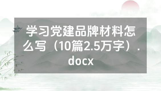 学习党建品牌材料怎么写（10篇2.5万字）.docx