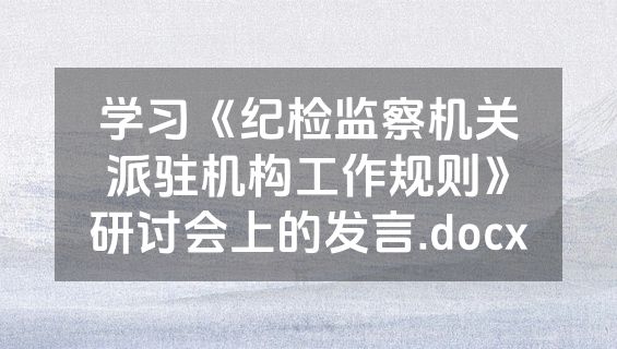 学习《纪检监察机关派驻机构工作规则》研讨会上的发言.docx