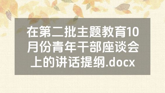 在第二批主题教育10月份青年干部座谈会上的讲话提纲.docx