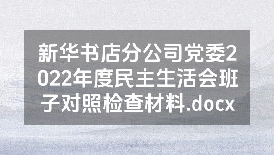 新华书店分公司党委2022年度民主生活会班子对照检查材料.docx
