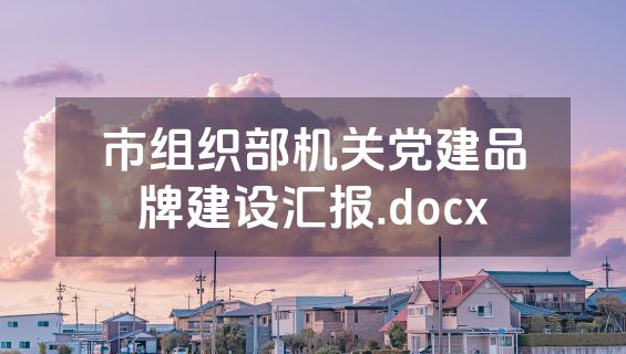 市组织部机关党建品牌建设汇报.docx