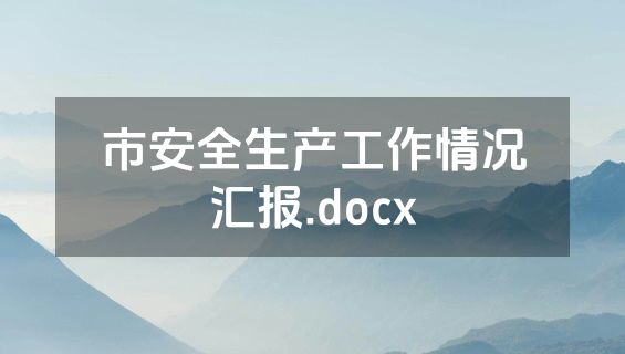 市安全生产工作情况汇报.docx