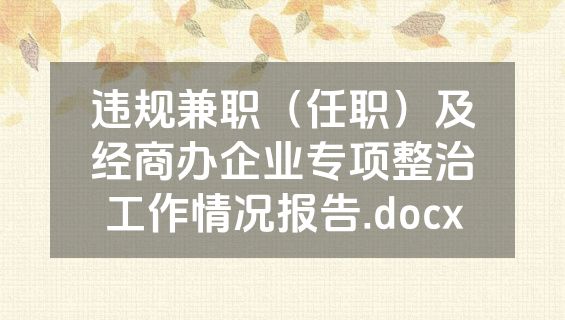 违规兼职（任职）及经商办企业专项整治工作情况报告.docx