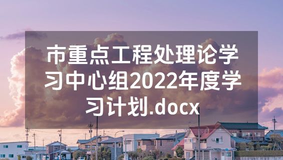 市重点工程处理论学习中心组2022年度学习计划.docx