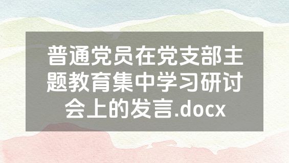 普通党员在党支部主题教育集中学习研讨会上的发言.docx