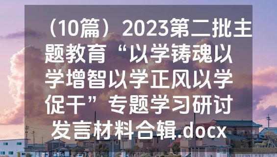 （10篇）2023第二批主题教育“以学铸魂以学增智以学正风以学促干”专题学习研讨发言材料合辑.docx