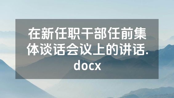在新任职干部任前集体谈话会议上的讲话.docx