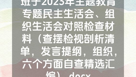 班子2023年主题教育专题民主生活会、组织生活会对照检查材料（查摆检视剖析清单，发言提纲，组织，六个方面自查精选汇编）.docx