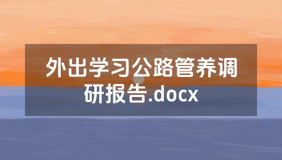 外出学习公路管养调研报告.docx