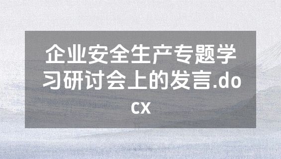 企业安全生产专题学习研讨会上的发言.docx